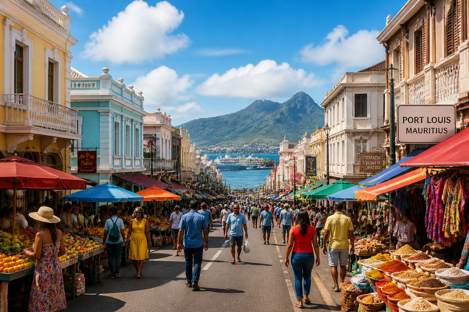 Vie animee a port louis maurice